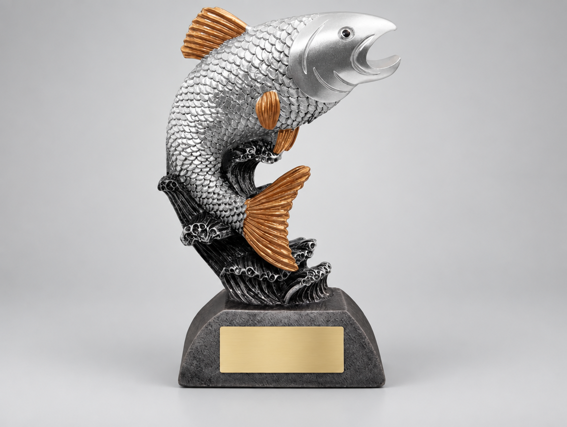 Fisch Trophäe Resin klein 13,1 cm mit Gravurschild, Modell 39755