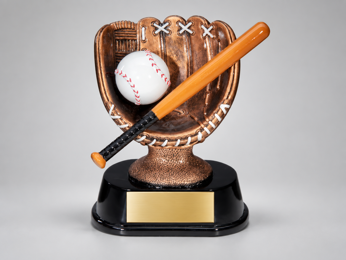 Baseball Trophäe Resin 16 cm mit großem Gravurschild, Modell 39684