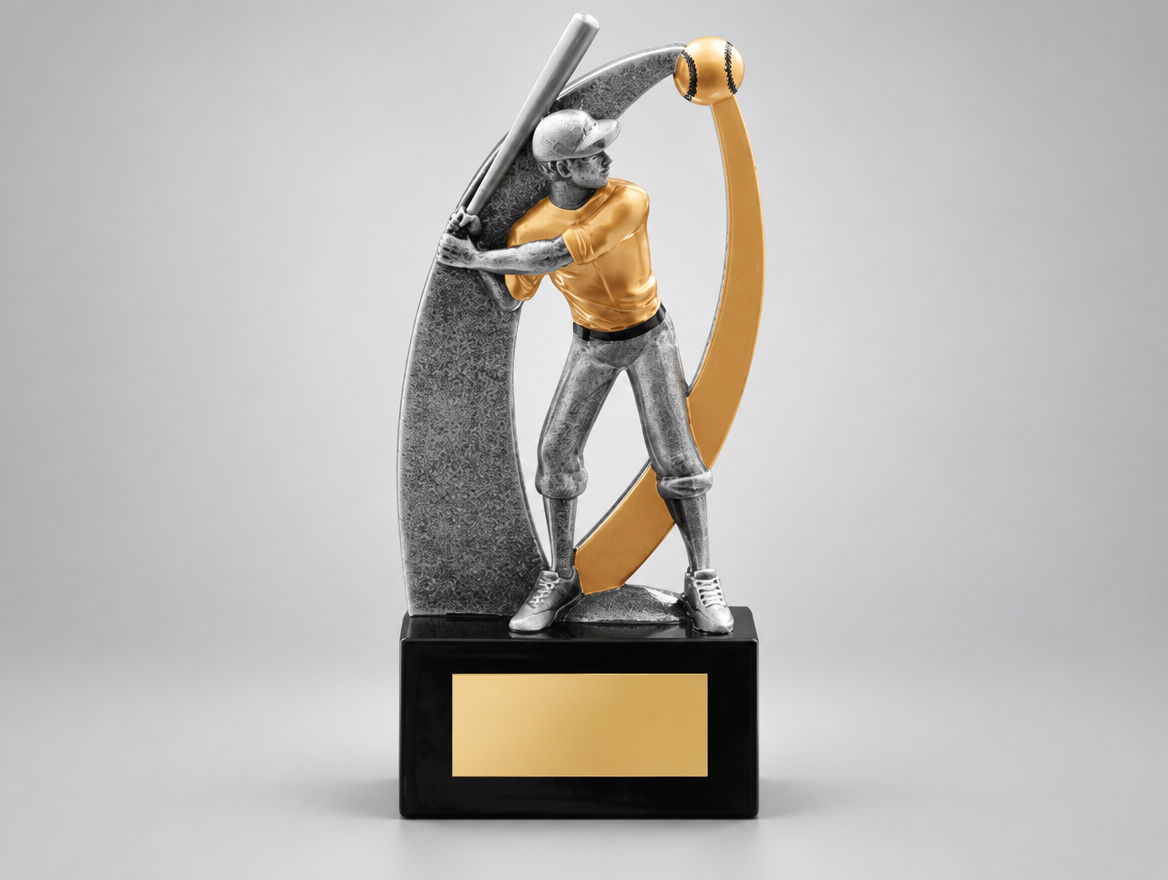 Baseball Trophäe Resin 12,2 cm mit Gravurschild, Modell 39805