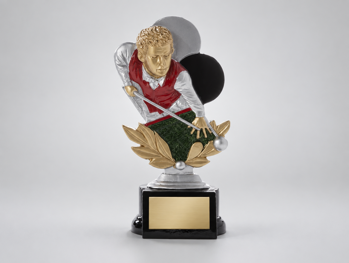 Billard Trophäe Resin 16 cm mit Gravurschild, Modell 39147