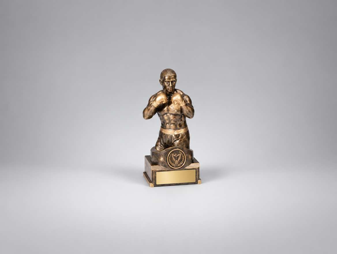 Box-Champion Trophäe Resin 18 cm mit Gravurschild, Modell 39733
