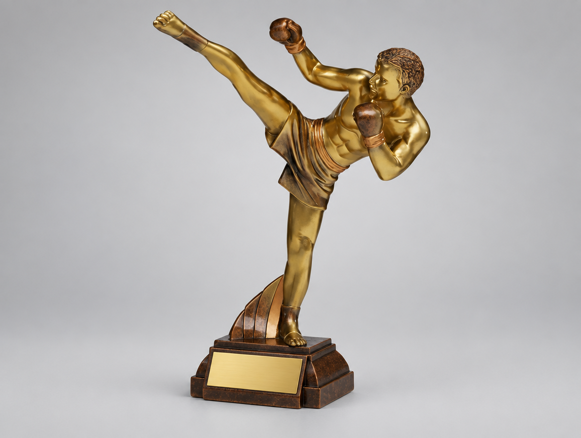 Kickbox Trophäe Resin 29 cm mit Gravurschild, Modell 39649