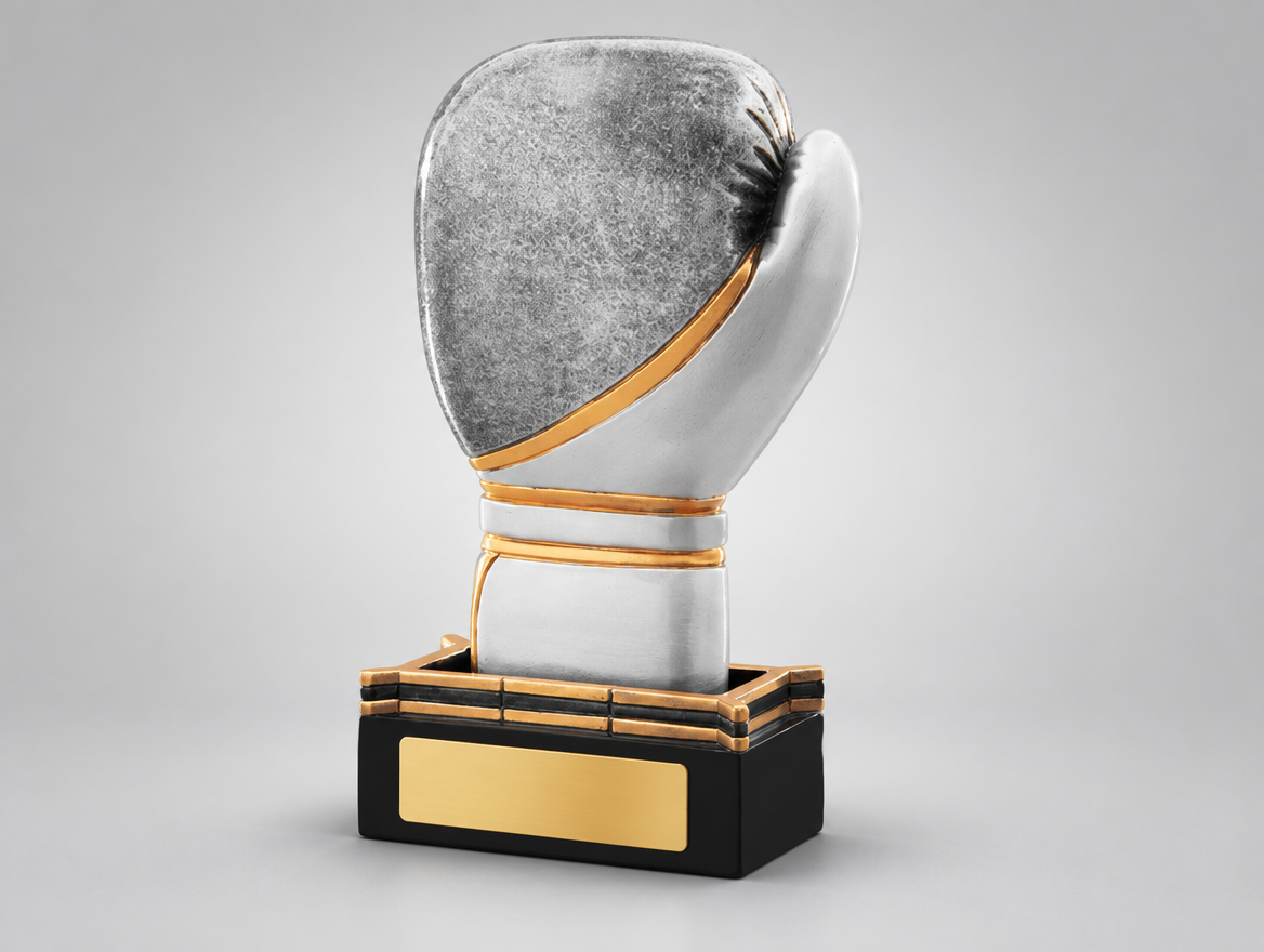 Box Trophäe Resin 13 cm mit Gravurschild, Modell 39761