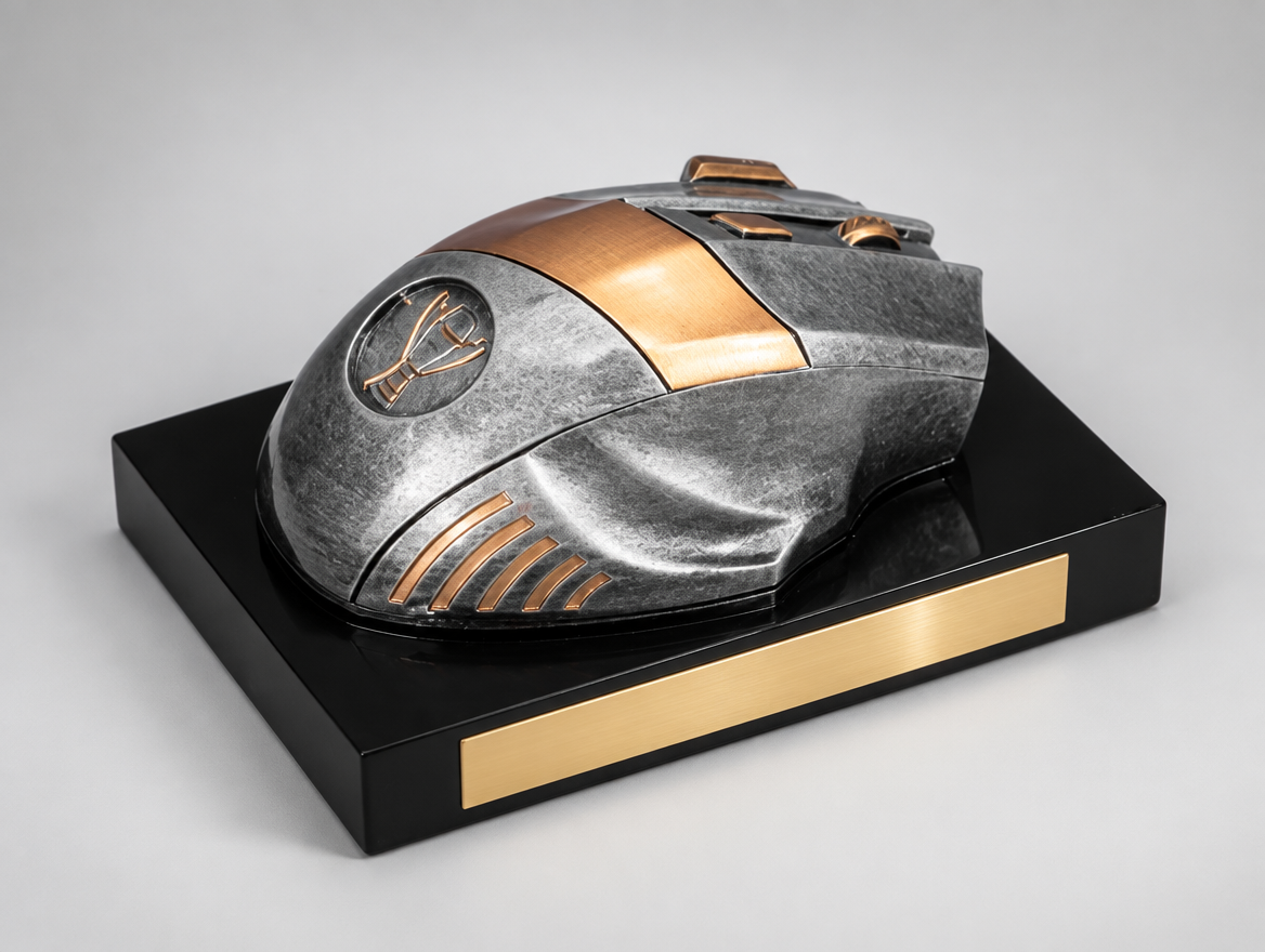 Gaming Maus Trophäe Resin 7 cm mit Gravurschild, Modell 39678