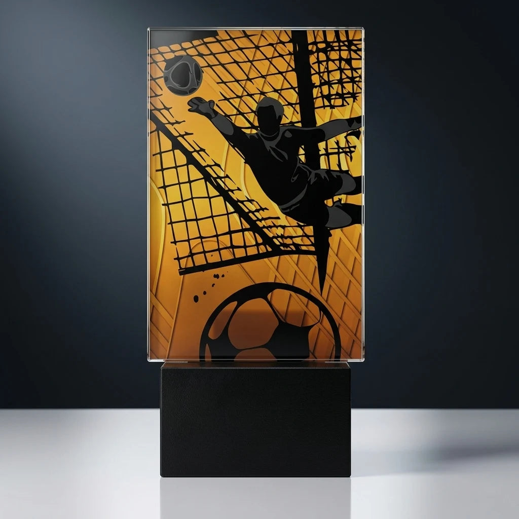 Trophäe Mini Line Amber Fußball ATRYSchuh (07-AG1_12_SOC3)