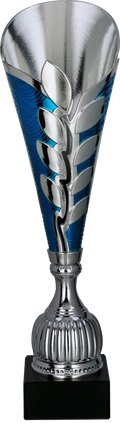 Pokal Kunststoff Silber Blau