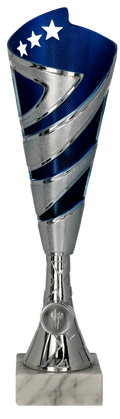 Pokal Kunststoff Silber Blau