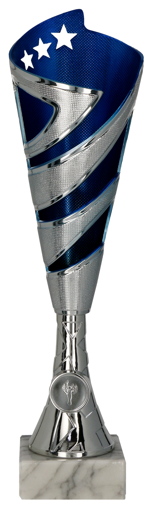 Pokal Kunststoff Silber Blau
