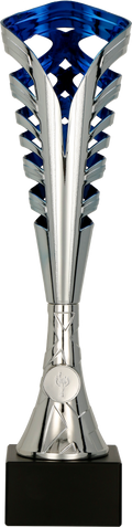 Pokal Kunststoff Silber Blau
