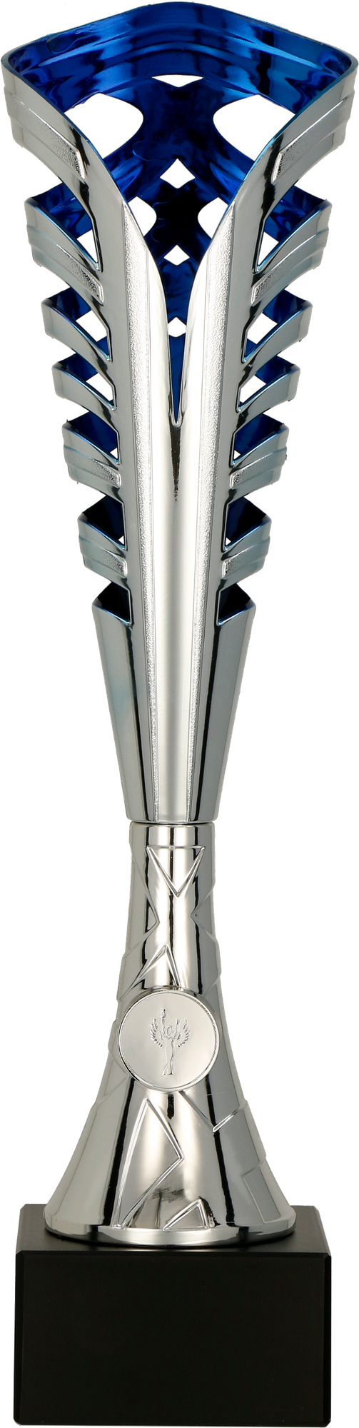 Pokal Kunststoff Silber Blau