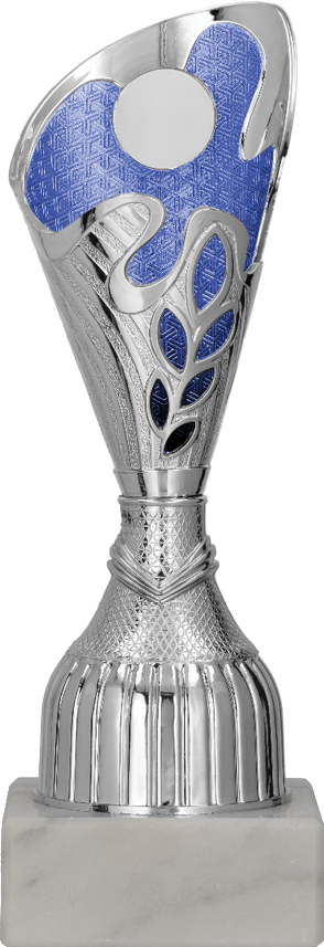 Pokal Kunststoff Silber Blau (emblemat 25mm)