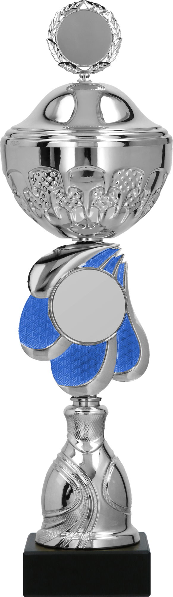 Pokal Silber Blau mit Deckel