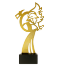 Metalltrophäe auf Marmorsockel Feuerwehr