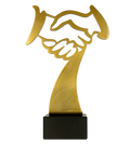Metalltrophäe auf Marmorsockel Handschlag