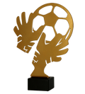 Metalltrophäe auf Marmorsockel Fußball