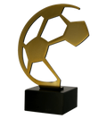 Metalltrophäe auf Marmorsockel Fußball