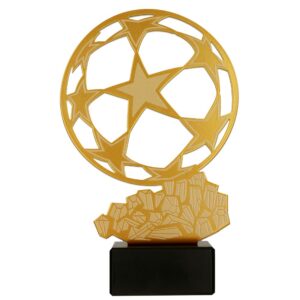 Metalltrophäe auf Marmorsockel Fußball