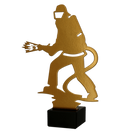 Metalltrophäe auf Marmorsockel Feuerwehr Feuerwehrmann mit Schlauch