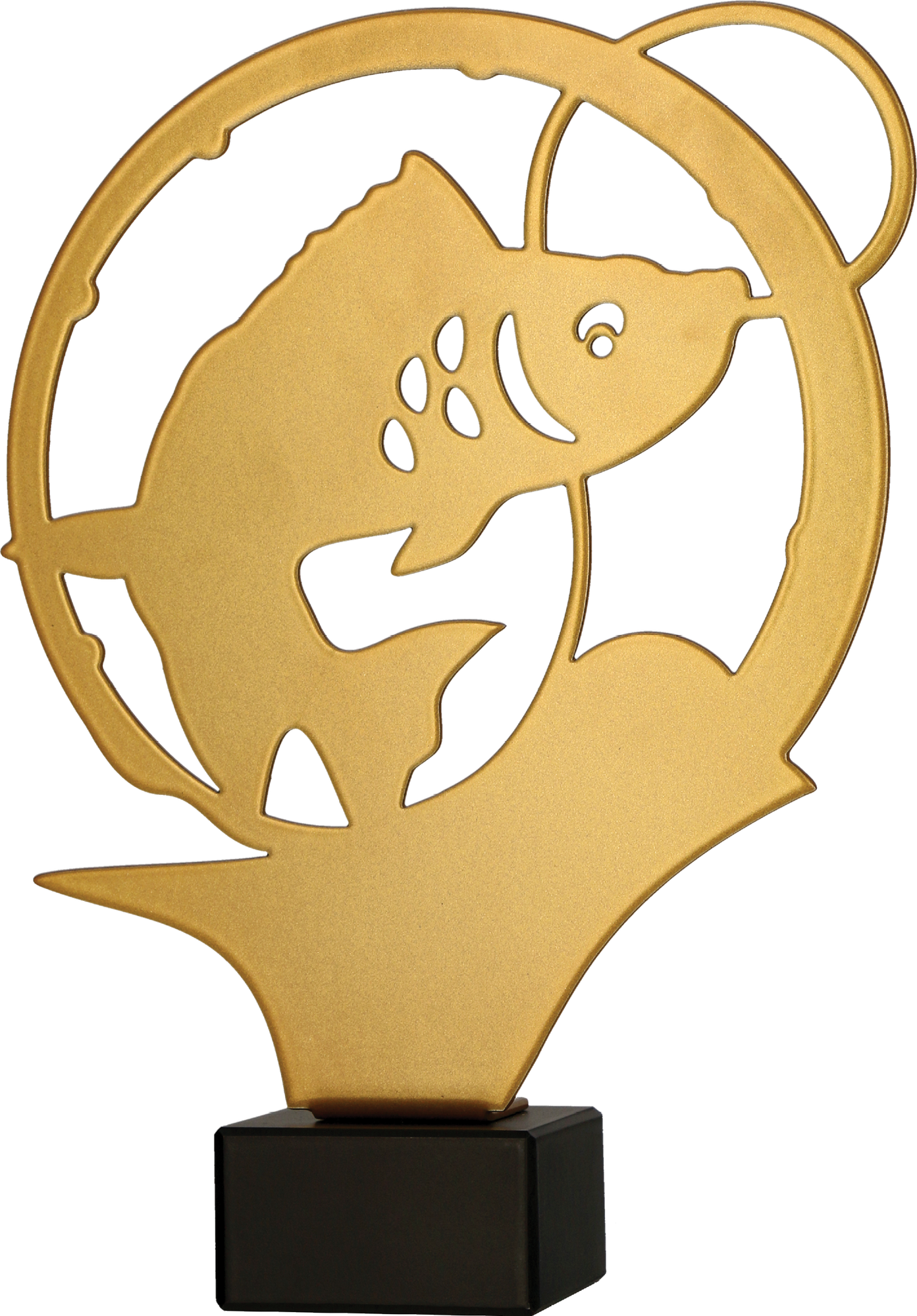 Metalltrophäe auf Marmorsockel Karpfen