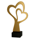 Metalltrophäe auf Marmorsockel Herz