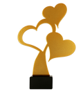 Metalltrophäe auf Marmorsockel Herz x3