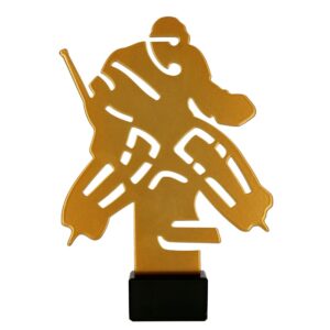 Metalltrophäe auf Marmorsockel Eishockey Torwart