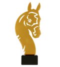 Metalltrophäe auf Marmorsockel Reitsport