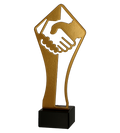 Metalltrophäe auf Marmorsockel Handschlag