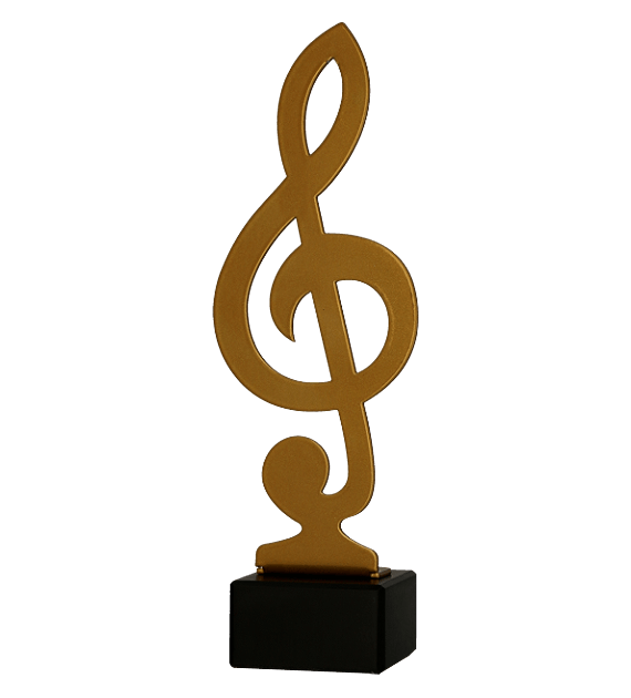 Metalltrophäe auf Marmorsockel Musik klucz wiolinowy