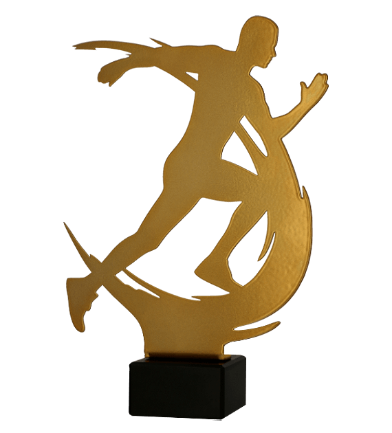 Metalltrophäe auf Marmorsockel Laufen