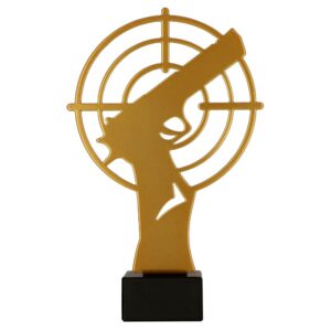 Metalltrophäe auf Marmorsockel Schießen