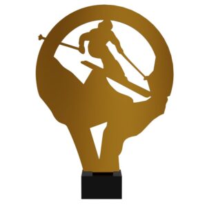 Metalltrophäe auf Marmorsockel Narciarstwo