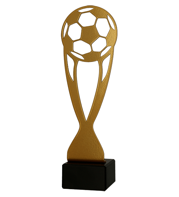 Metalltrophäe auf Marmorsockel Fußballspieler