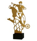 Metalltrophäe auf Marmorsockel Fußball