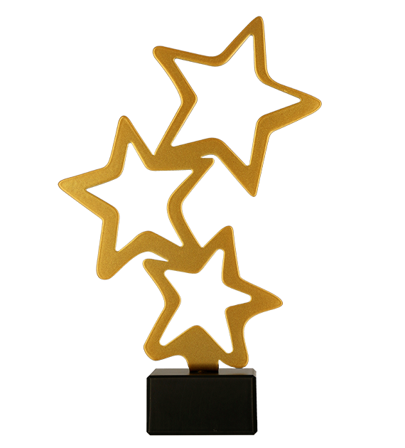 Metalltrophäe auf Marmorsockel Gwiazdki x3
