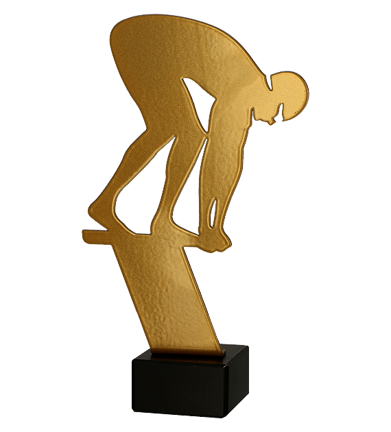 Metalltrophäe auf Marmorsockel Schwimmen skok do wody