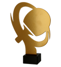 Metalltrophäe auf Marmorsockel Tischtennis Schläger und Ball