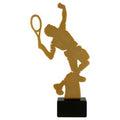 Metalltrophäe auf Marmorsockel Tennis