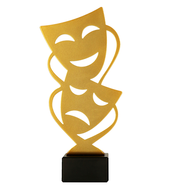 Metalltrophäe auf Marmorsockel Theater