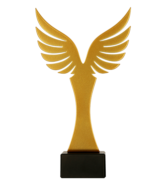 Metalltrophäe auf Marmorsockel Sieg 2