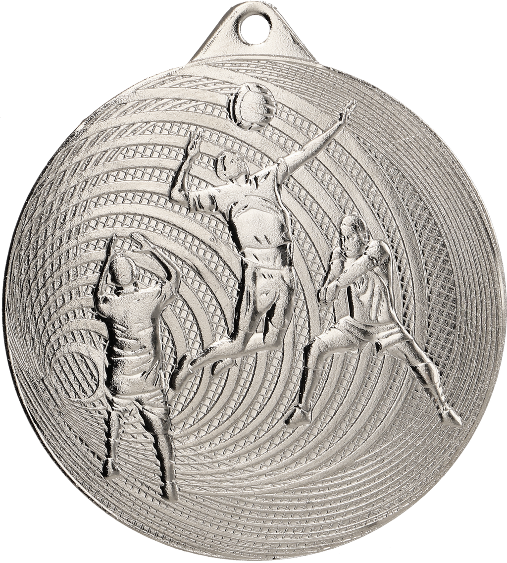 Medaille Stahl Volleyball Silber
