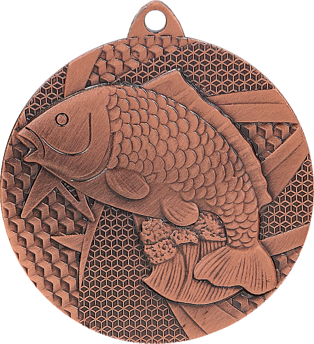 Angeln Fisch Stahlmedaille Bronze