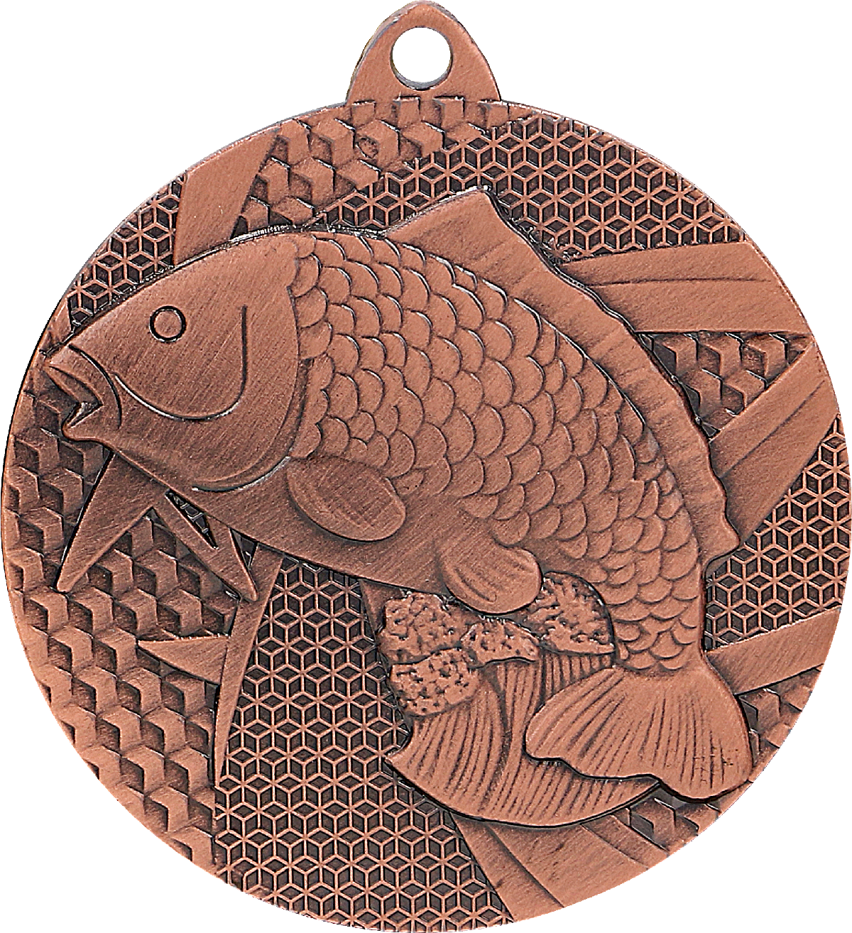 Angeln Fisch Stahlmedaille Bronze