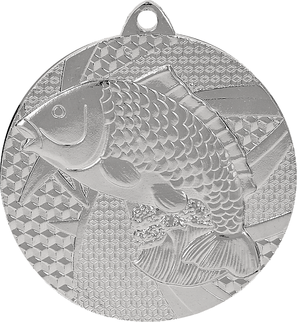 Angeln Fisch Stahlmedaille Silber