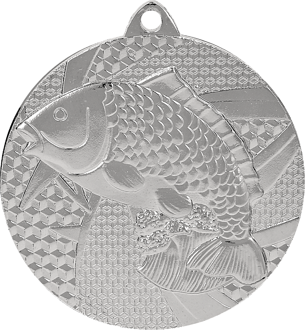 Angeln Fisch Stahlmedaille Silber