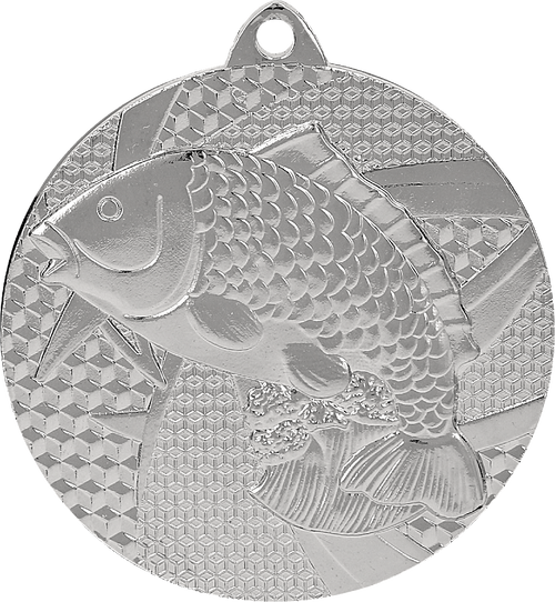 Angeln Fisch Stahlmedaille Silber