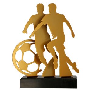 Metalltrophäe auf Marmorsockel Fußball