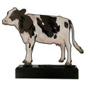 Metalltrophäe auf Marmorsockel Kuh