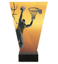 Monochrom Glastrophäe auf Marmorsockel Basketball