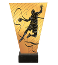 Monochrom Glastrophäe auf Marmorsockel Handball